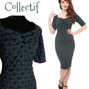 Collectif Flocked Wiggle Dress